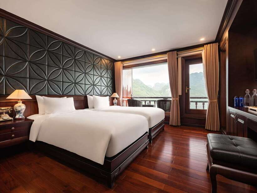 2-Day: Halong Lan Ha Bay 5 Stars Cruises w/Balcony & Bathtub - Day 1 on the water: caves, kayaking options, swimming, and sunset party energy