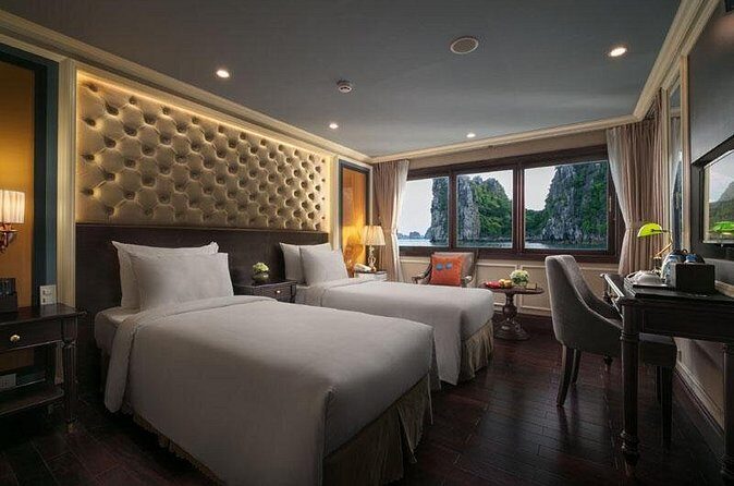3 days - 2 nights in Bai Tu Long Bay at 5 stars cruise - private balcony cabins - Day 1 in Bai Tu Long: Vung Vieng Floating Village, Cooking Show, and Squid Fishing