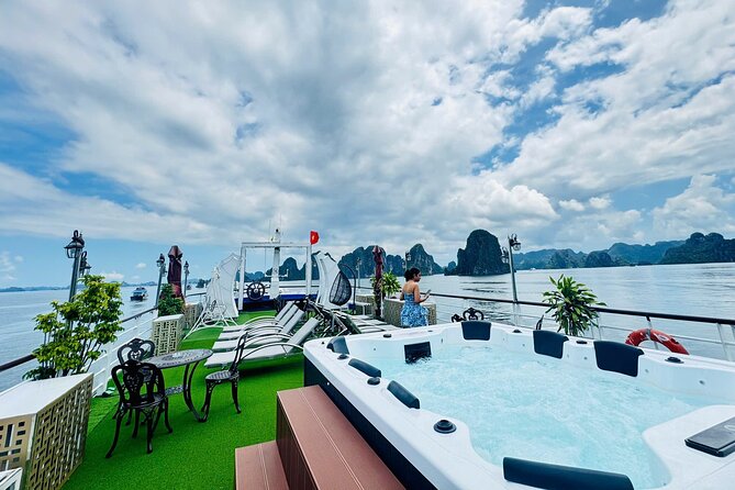 Best Value Ha Long bay 1 day - Lunch, kayak, swimming, transfer - Sunset Party on Board: Tea, Fruit, and Local Red Wine