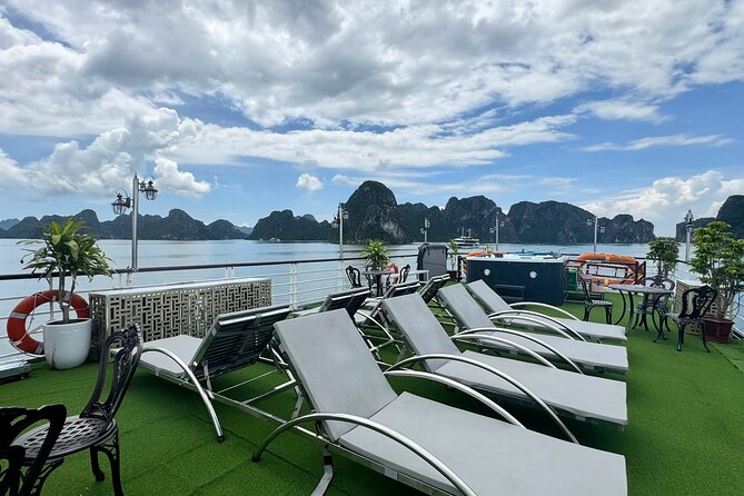 Best Value Ha Long bay 1 day - Lunch, kayak, swimming, transfer - On the Cruise: Lunch, Comfortable Boat Time, and a Rooftop Jacuzzi Feel