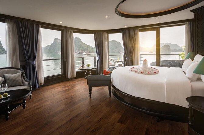 Doris 5 Star Cruise 2 Days 1 Night(Ha Long Bay+Lan Ha Bay) - Day 2 early start to Dark & Bright Cave: bamboo boats and real local rowing