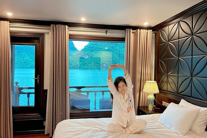 Erina Cruise Lan Ha Bay 2 days 1 night with roundtrip transfer - Day 2 early rise: Taichi, breakfast, and Dark & Bright Cave