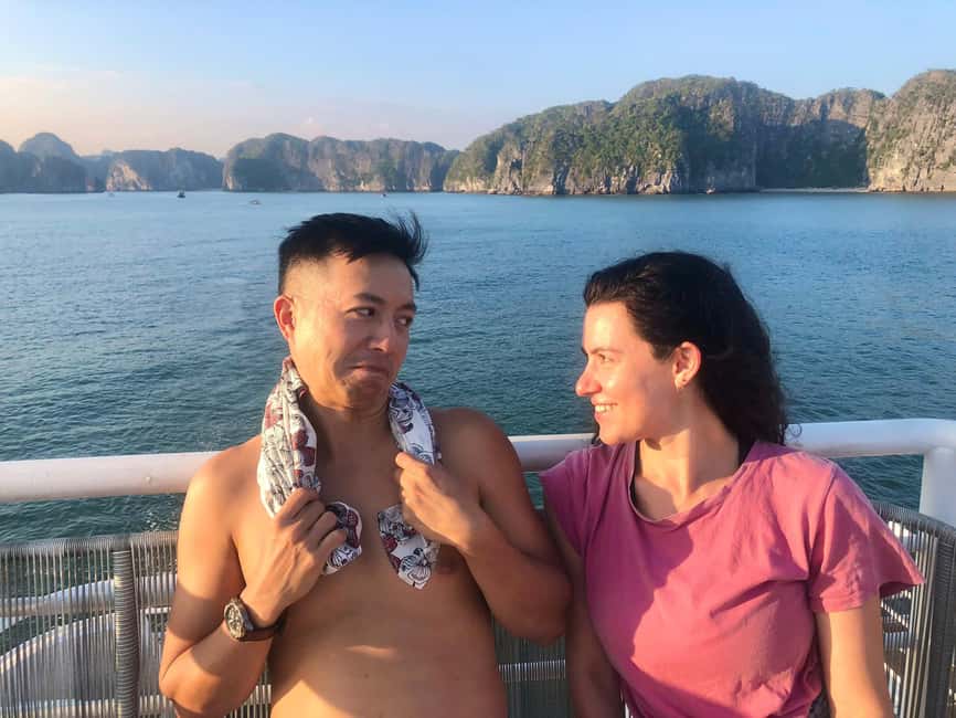 From Catba: Lan Ha Bay - Serenity Premium Cruise with Lunch - Three Peach Islets: swim and snorkel in clearer water