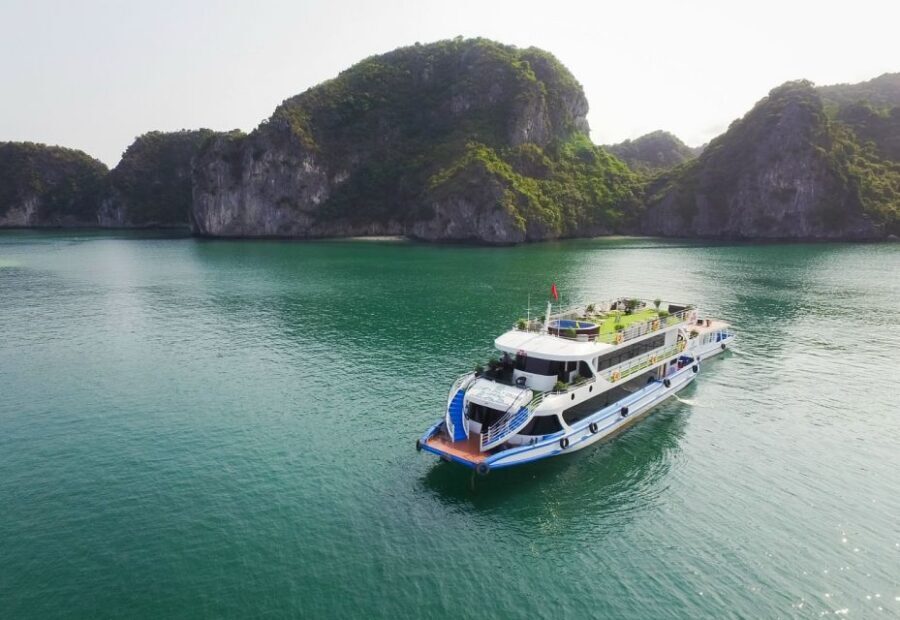 From Hanoi: Ha Long Bay Luxury Cruise Day Tour with Jacuzzi - Sunset party on deck, plus jacuzzi time and beach breaks