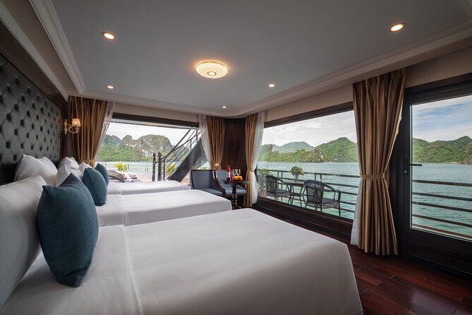 Halong La Pandora Cruise 2days/1Night - Cabins and Comfort: Balcony Views and Clean, Well-Run Space
