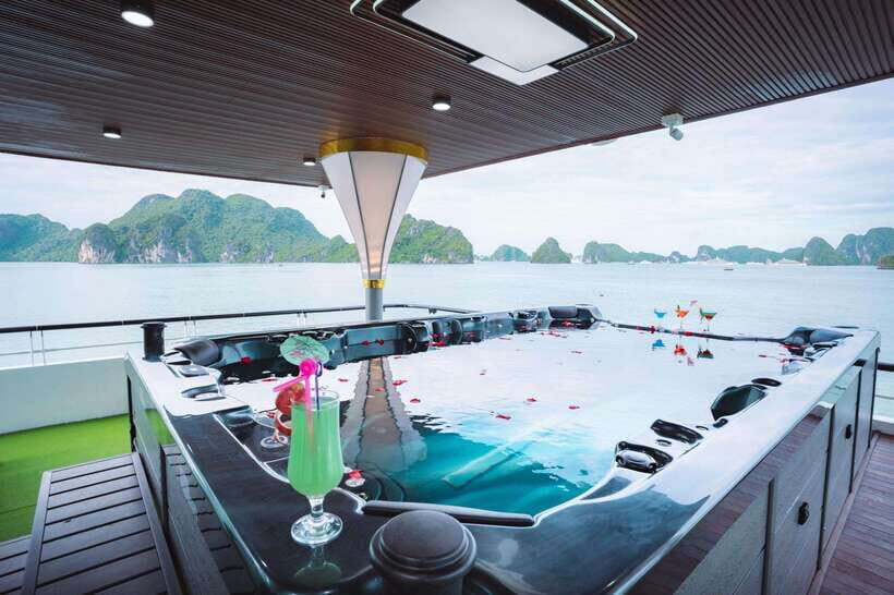 Hanoi: Ha Long Bay Day Tour - Apollo Cruise, Jacuzzi, Buffet - Lunch onboard: buffet food plus cruise views while you eat