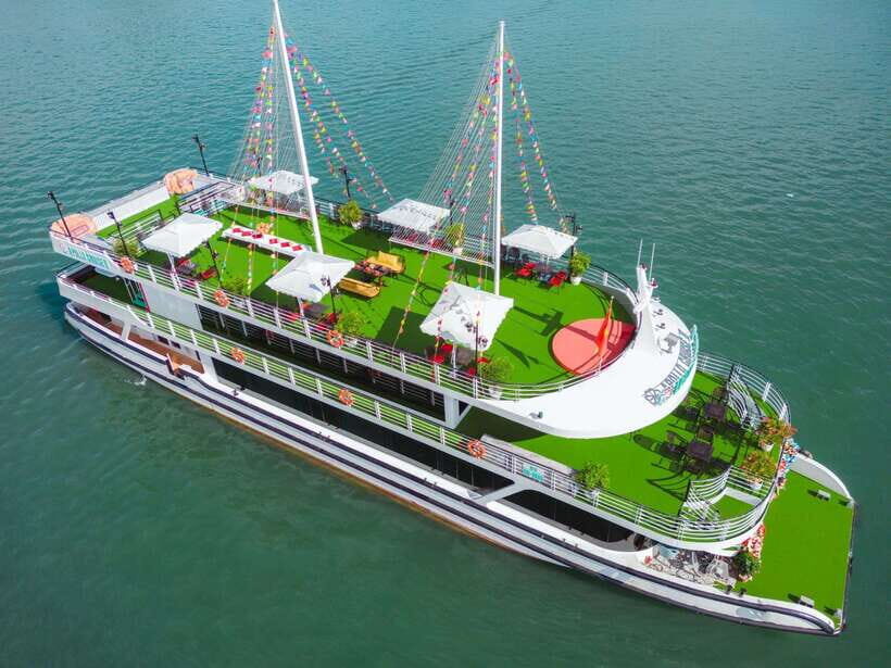 Hanoi: Ha Long Bay Day Tour - Apollo Cruise, Jacuzzi, Buffet - Back on deck: sunset party and the cruise return