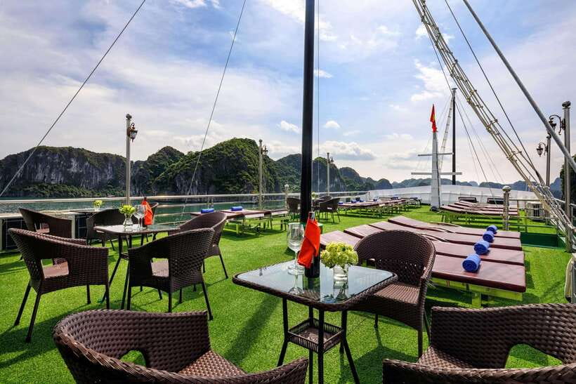 Lan Ha Bay: 2-Day Cruise with Meals, Activities and Pickup - Sunset on deck, then cooking class before dinner
