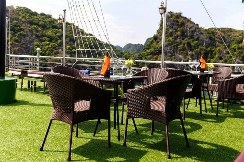 Lan Ha Bay Luxury Cruise with balcony - biking+kayak+tickets - Dinner + squid fishing + karaoke: night on the water without being cheesy