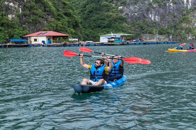Luxury 1 Day Halong Bay 8 hours 5<em>Cruise Limousine Kayak Relax – 5 cruise experience: what “luxury” looks like on a day trip’ /><br />
This cruise is marketed as a <strong>5</em> daily cruise</strong>, and the practical benefits show up in small ways across the day. You start with a welcome drink after boarding, then settle into the cruise portion of the day as the boat makes its way through the World Heritage area.</p>
<p><p>Lunch is included onboard. That matters because Halong Bay day trips often fall apart on one thing: food logistics. Here you don’t have to figure out where to eat between stops. You also get more snack-style comfort later with the sunset party.</p>
</p>
<p><p>By late afternoon, you’ll be back onboard for a <strong>sunset party</strong> with Vietnamese tea, coffee, fresh fruits, and snacks. The tour notes that this is served either as you relax on the <strong>sundeck</strong> or in the <strong>Jacuzzi</strong> (if that area is available for guests on your sailing). That’s not the kind of thing most first-time Halong Bay visitors expect on a day trip, and it’s one of the best ways to end a travel-heavy day.</p>
</p>
<p><p>One note on expectations: this isn’t a multi-night cruise with long “do whatever you want” blocks. It’s still a packed schedule, but the onboard breaks are built in so you’re not constantly moving.</p>
</p>
<h2 id="sung-sot-cave-at-mid-day-worth-it-with-cave-steps-reality">Sung Sot Cave at mid-day: worth it, with cave-steps reality</h2>
<p><img width="669" height="446" decoding="async" src=