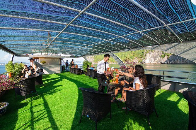 Luxury Halong Bay 1 Day on Cruises From Hanoi with Bus & Lunch - Sunset sundeck party and afternoon tea: the day’s payoff