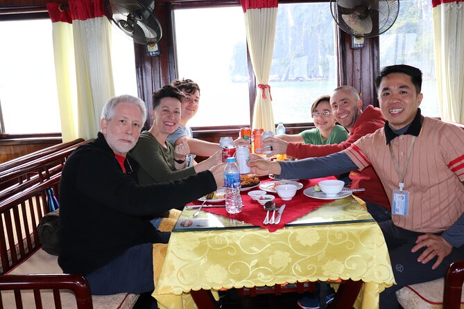 PRIVATE TOUR HALONG BAY ONE DAY with Cave, Kayaking, Bamboo Boat - Seafood lunch on board: good included fuel, with real limits