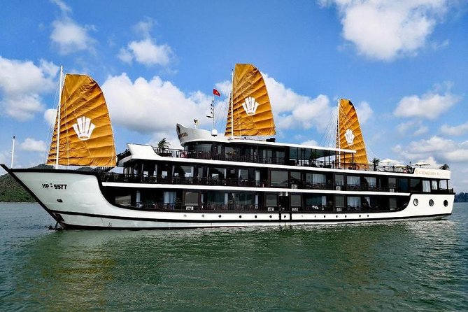 Velar of the Sea - 5 Star Luxury on Halong Bay 2 days 1 night - Day 1 schedule: pickup, boarding at noon, and your first Ha Long Bay hours